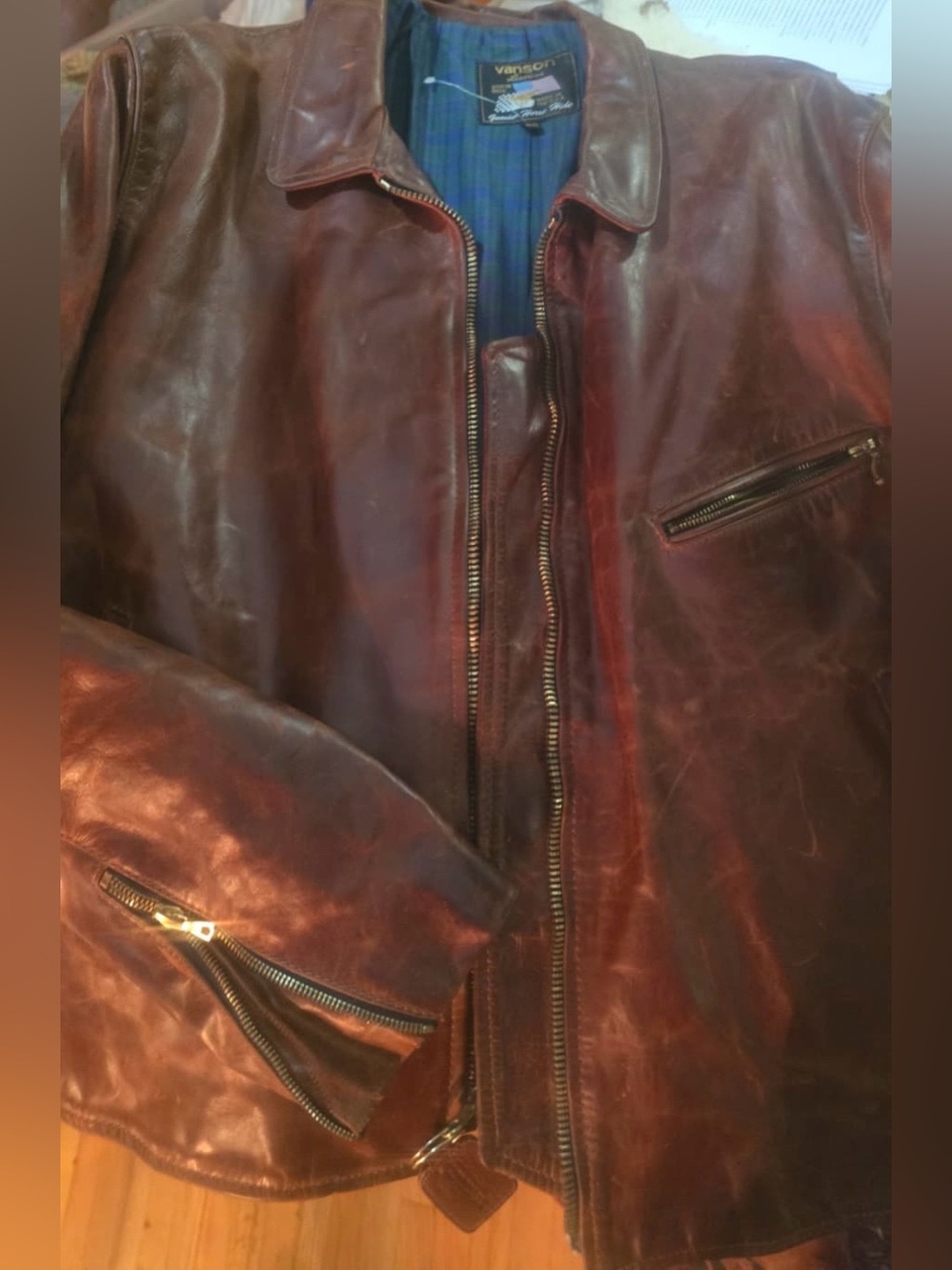 Vans Brown Leather Bomber Jacket